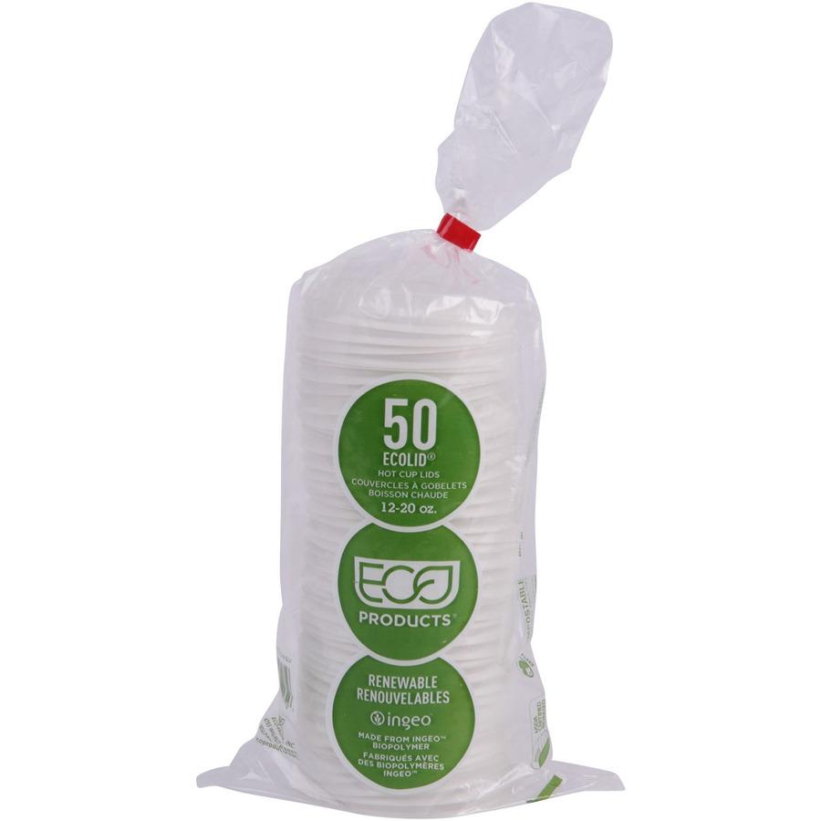 Eco-Products Renewable EcoLid Hot Cup Lids - Polylactic Acid (PLA) - 16 / Carton - White. Picture 9