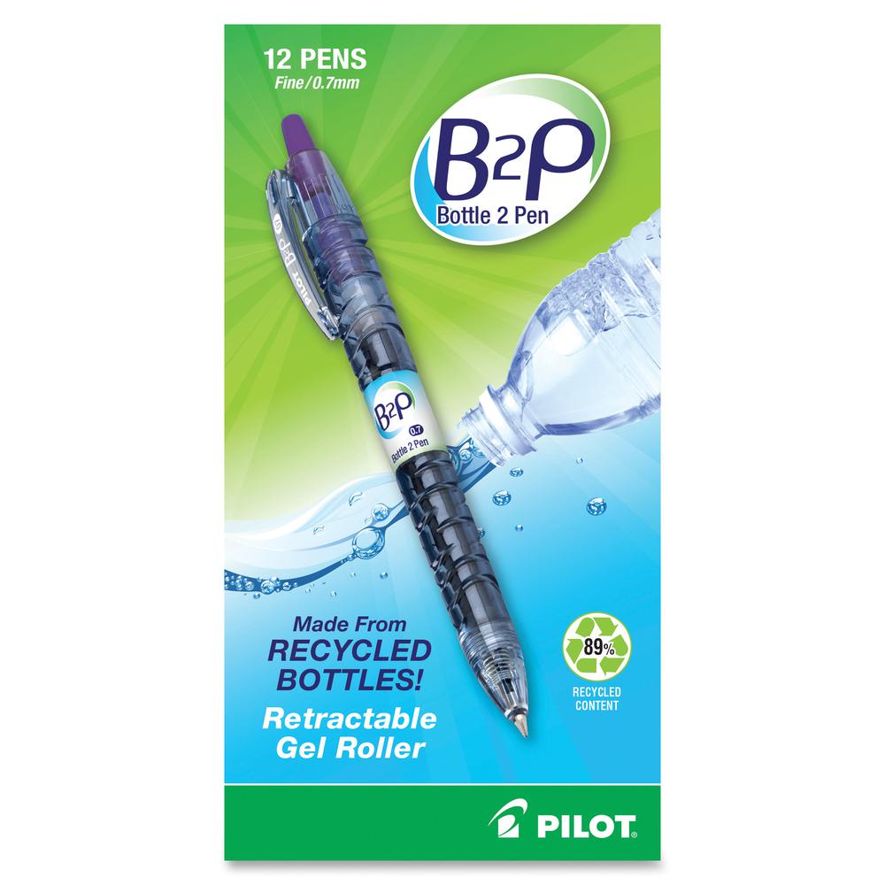 Pilot Bottle to Pen (B2P) B2P BeGreen Fine Point Gel Pens - Fine Pen Point - Refillable - Retractable - Purple Gel-based Ink - 1 Dozen. Picture 3