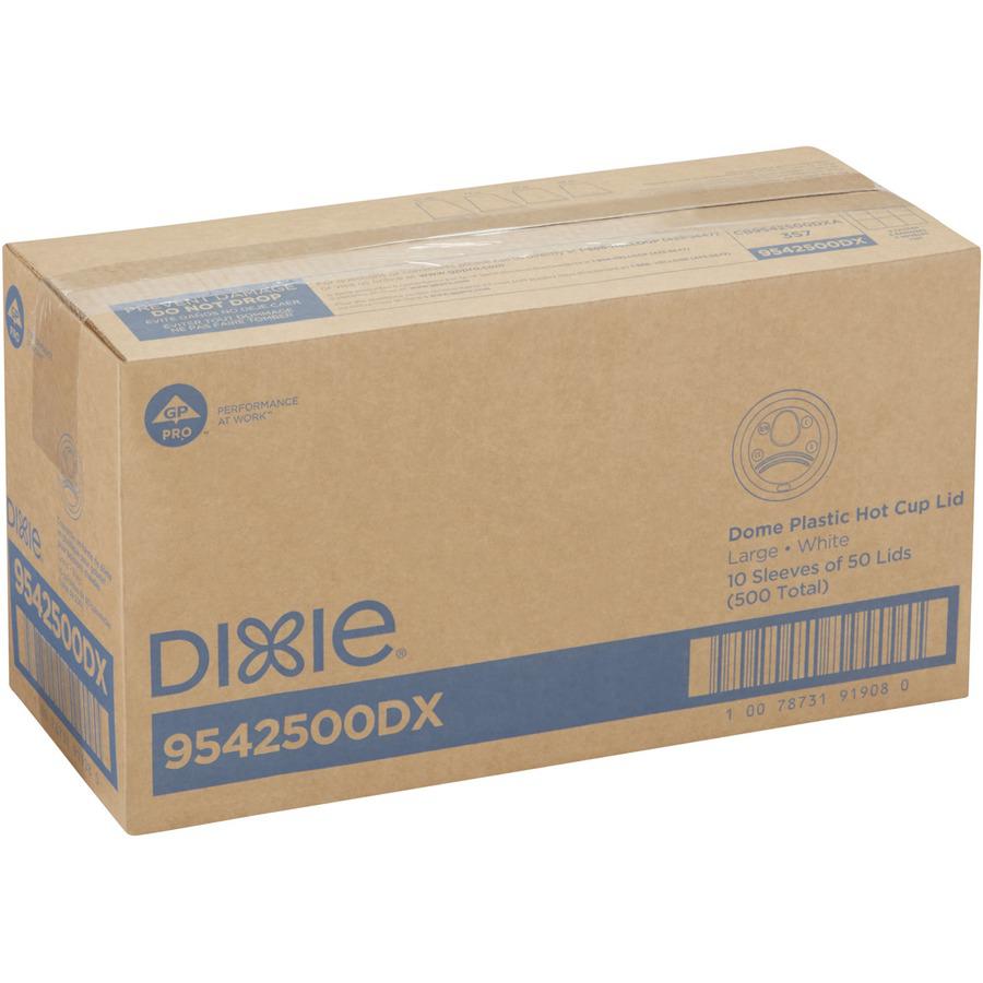 Dixie Large Hot Cup Lids by GP Pro - Dome - Plastic - 10 / Carton - 50 Per Pack - White. Picture 6