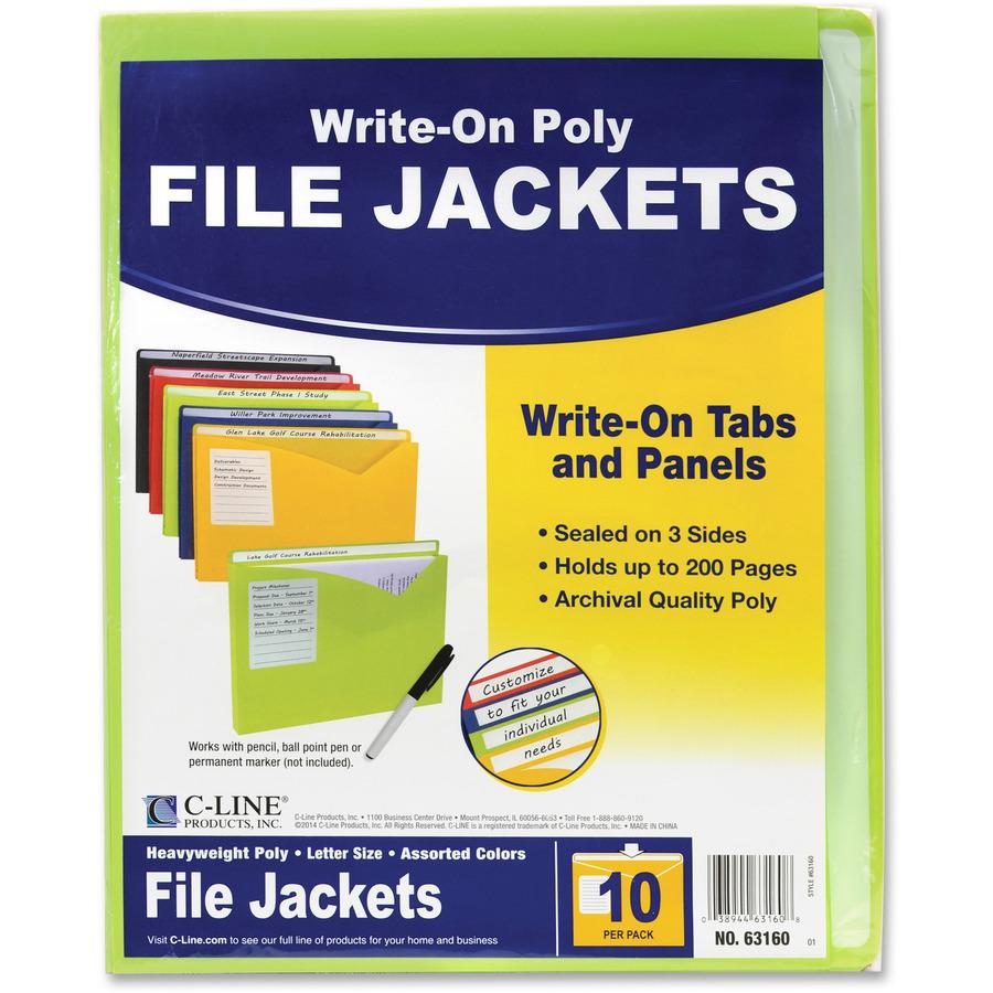 C-Line Write-On Poly File Jackets - Assorted Colors, 11 X 8-1/2, 10/PK, 63160. Picture 8