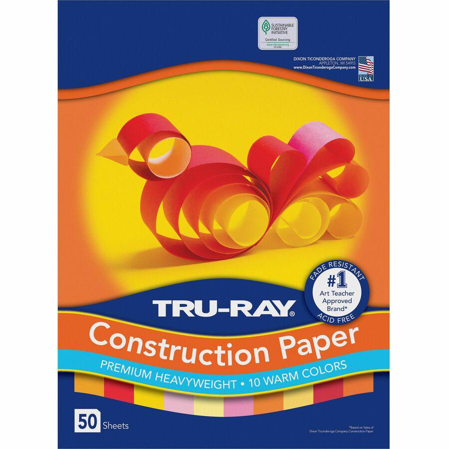 Tru-Ray Construction Paper - Project, Bulletin Board - 18"Width x 12"Length - 1 / Pack - Warm Assorted - Paper. Picture 4