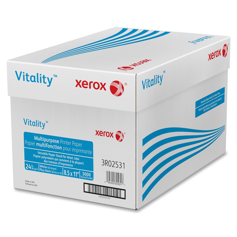 Xerox Vitality Multipurpose Printer Paper - 92 Brightness - Letter - 8 1/2" x 11" - 24 lb Basis Weight - 5000 / Carton. Picture 3