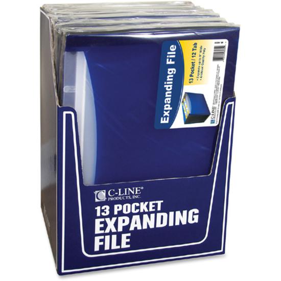 C-Line 13-Pocket Expanding Files - Letter - 8.50" Width x 11" Length Sheet Size - 900 Sheet Capacity - 9" Expansion - 13 Pockets - 12 Dividers - Polypropylene - Blue - 1 Each". Picture 2