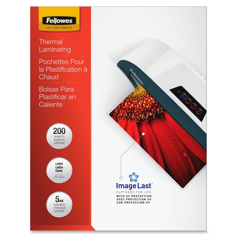 Fellowes ImageLast Jam-Free Thermal Laminating Pouches - Sheet Size Supported: Letter 9" Width x 11.50" Length - Laminating Pouch/Sheet Size: 9" Width5 mil Thickness - Durable, UV Resistant, Fade Resi. Picture 4