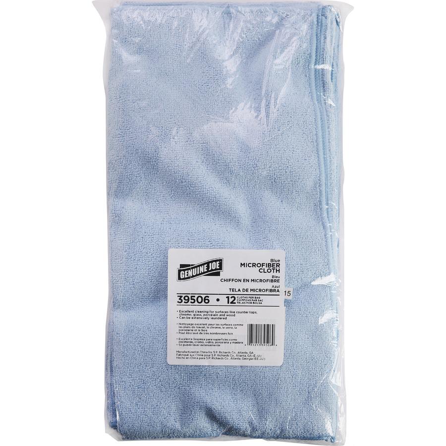 Genuine Joe General Purpose Microfiber Cloth - Cloth - 16" Width x 16" Length - 12 / Bag - Blue. Picture 5