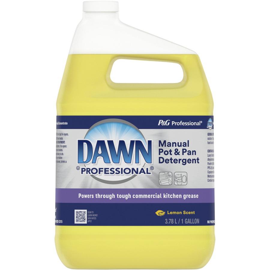 Dawn Manual Pot/Pan Detergent - 128 fl oz (4 quart) - Lemon Scent - 4 / Carton - Long Lasting - Clear. Picture 8