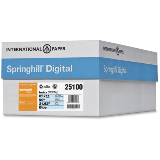 Springhill Multipurpose Cardstock - Blue - 92 Brightness - Letter - 8 1/2" x 11" - 90 lb Basis Weight - Smooth, Hard - 250 / Pack - Acid-free - Blue. Picture 3