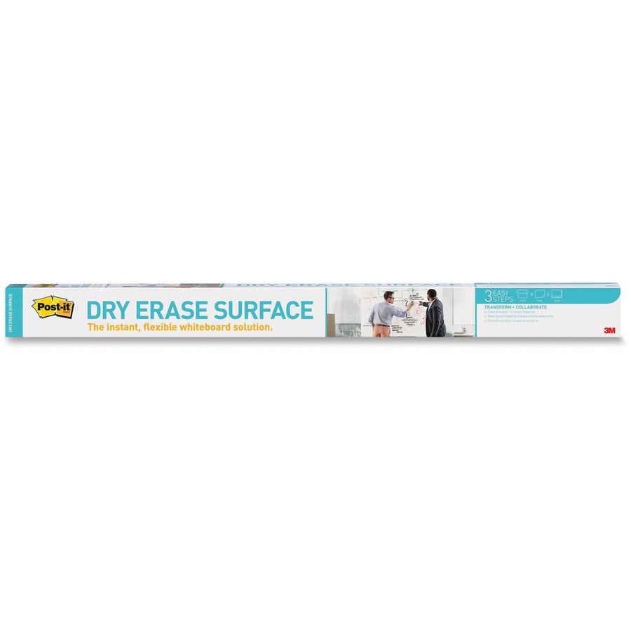 Post-it&reg; Self-Stick Dry-Erase Film Surface - 48" (4 ft) Width x 72" (6 ft) Length - White - Rectangle - Flexible, Stain Resistant, Self-stick - 1 / Pack. Picture 4