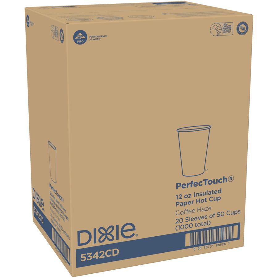 Dixie PerfecTouch 12 oz Insulated Paper Hot Coffee Cups by GP Pro - 50 / Pack - 20 / Carton - Coffee Haze - Paper - Hot Drink. Picture 5