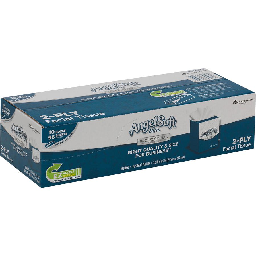 Angel Soft Ultra Professional Series Cube Box Facial Tissue - 2 Ply - 7.60" x 8.50" - White - 96 Per Box - 10 / Carton. Picture 2