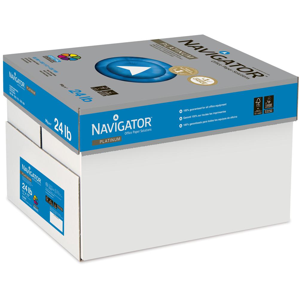 Navigator Platinum Superior Productivity Multipurpose Paper - Silky Touch - Bright White - 99 Brightness - 96% Opacity - 11" x 17" - 24 lb Basis Weight - Extra Smooth - 2500 / Carton - Jam-free - Brig. Picture 3