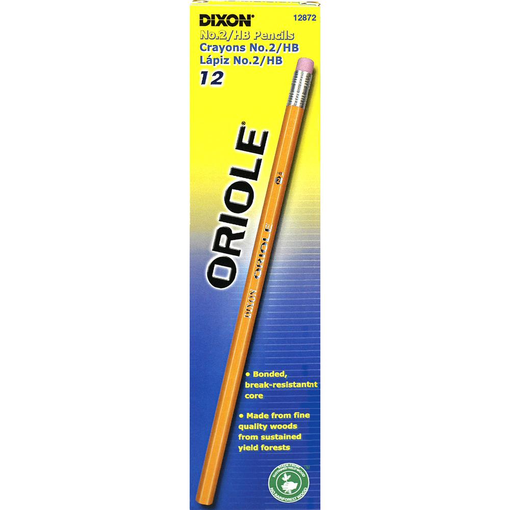 Dixon Nontoxic Chalk Sticks - #2 Lead - Black Lead - Yellow Wood Barrel - 72 / Pack. Picture 3