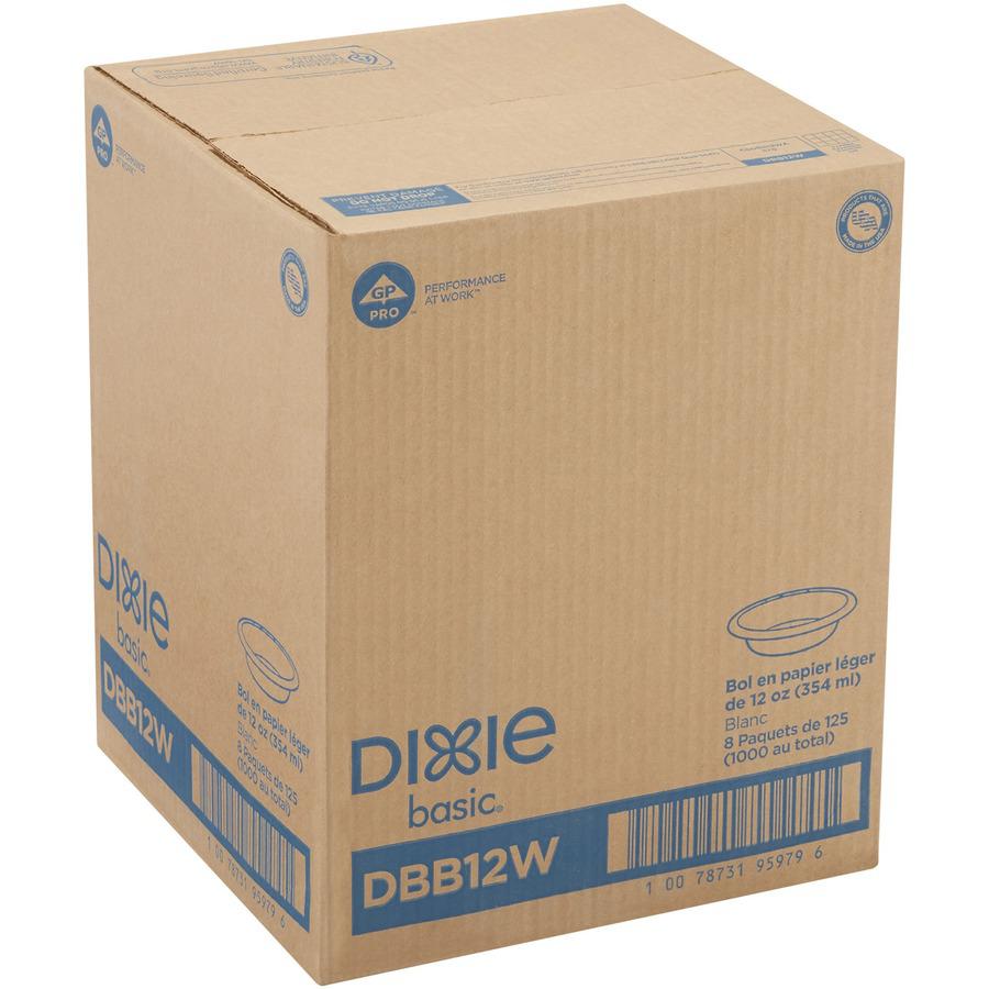 Dixie Basic&reg; 12 oz Lightweight Disposable Paper Bowls by GP Pro - 125 / Pack - Microwave Safe - White - Paper Body - 8 / Carton. Picture 5