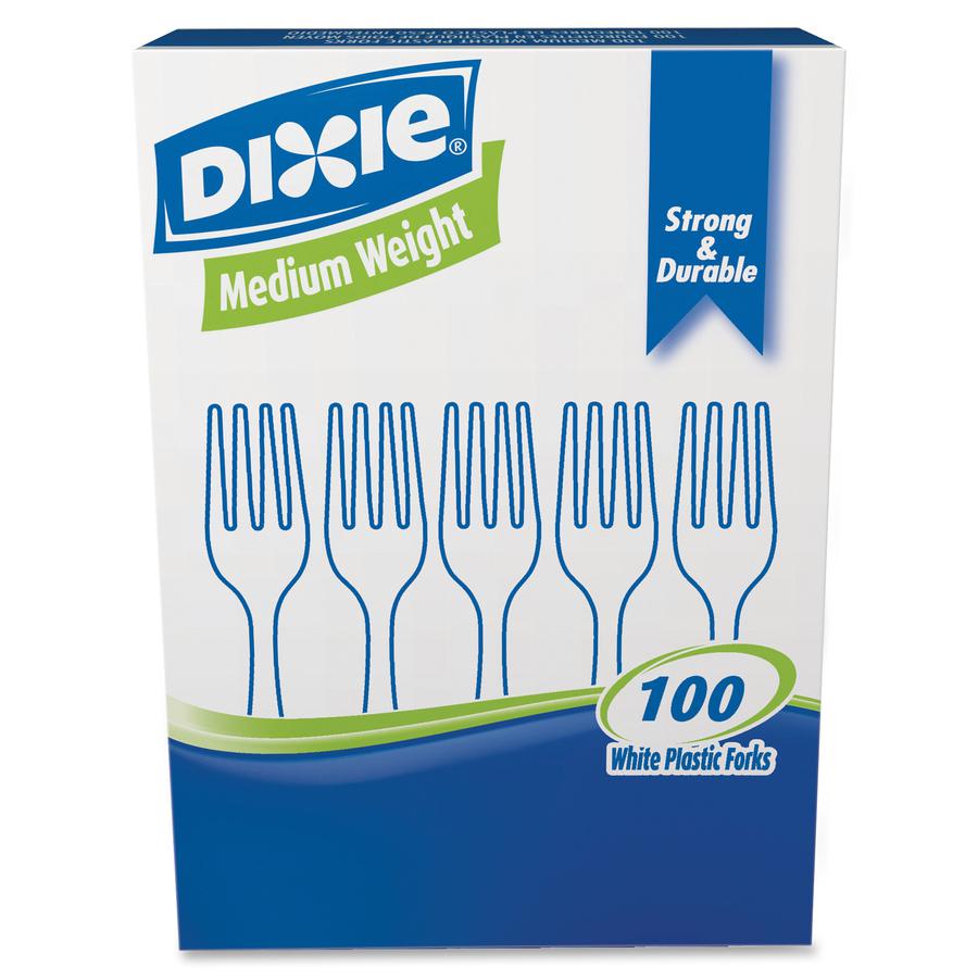 Dixie Medium-weight Disposable Forks Grab-N-Go by GP Pro - 100 / Box - 10/Carton - Fork - 1000 x Fork - White. Picture 2