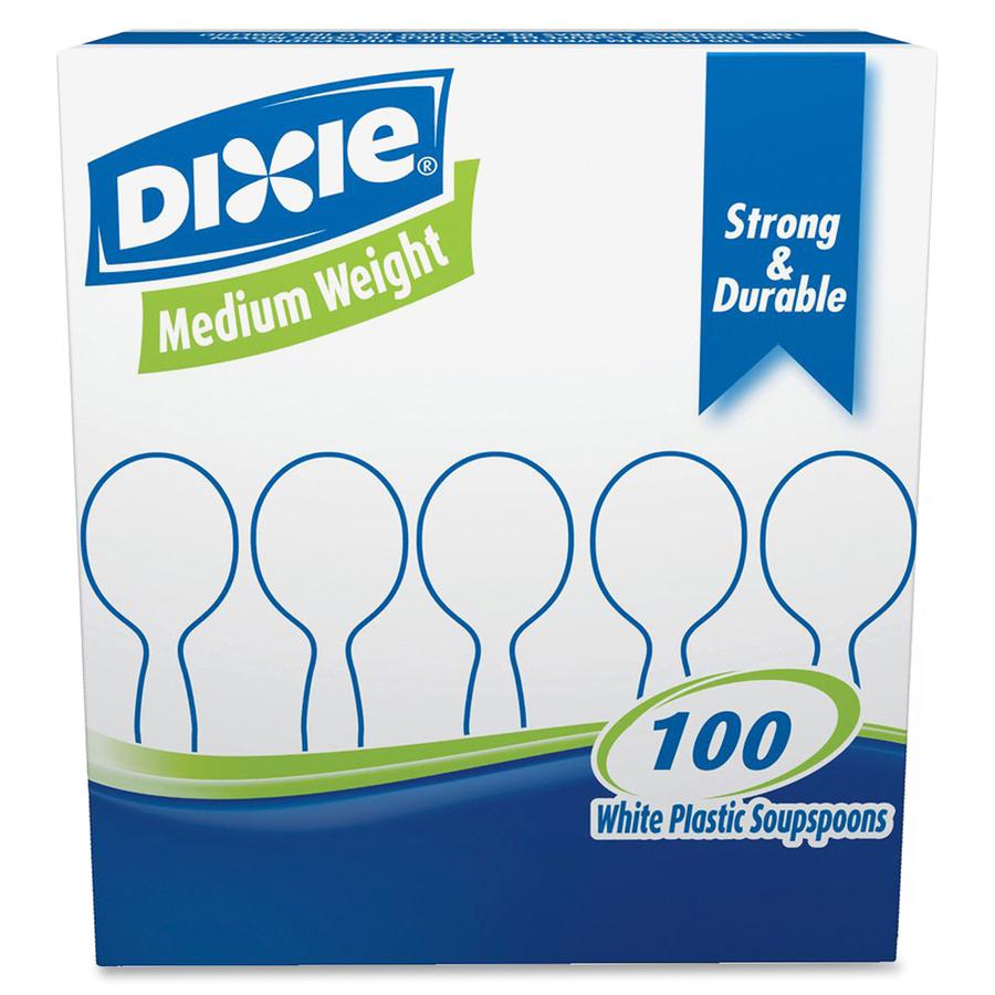 Dixie Heavy Medium-weight Disposable Soup Spoons Grab-N-Go by GP Pro - 100 / Box - 1000/Carton - Soup Spoon - 1000 x Soup Spoon - White. Picture 4