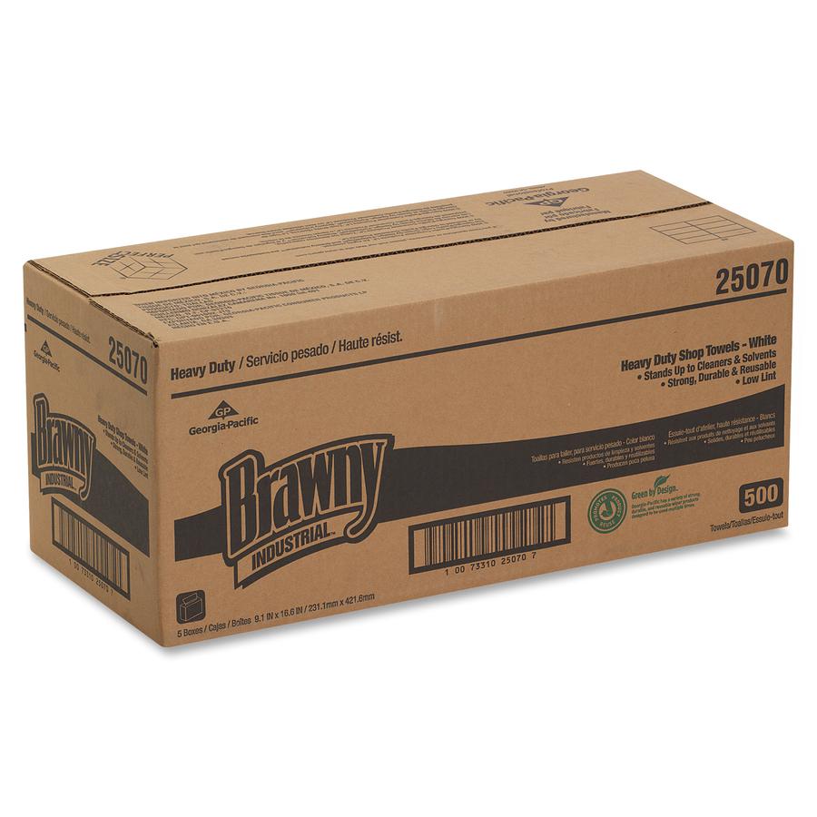 Brawny&reg; Professional H700 Disposable Cleaning Towels - 9.10" x 16.50" - White - Pulp Fiber - 100 Per Box - 5 / Carton. Picture 5