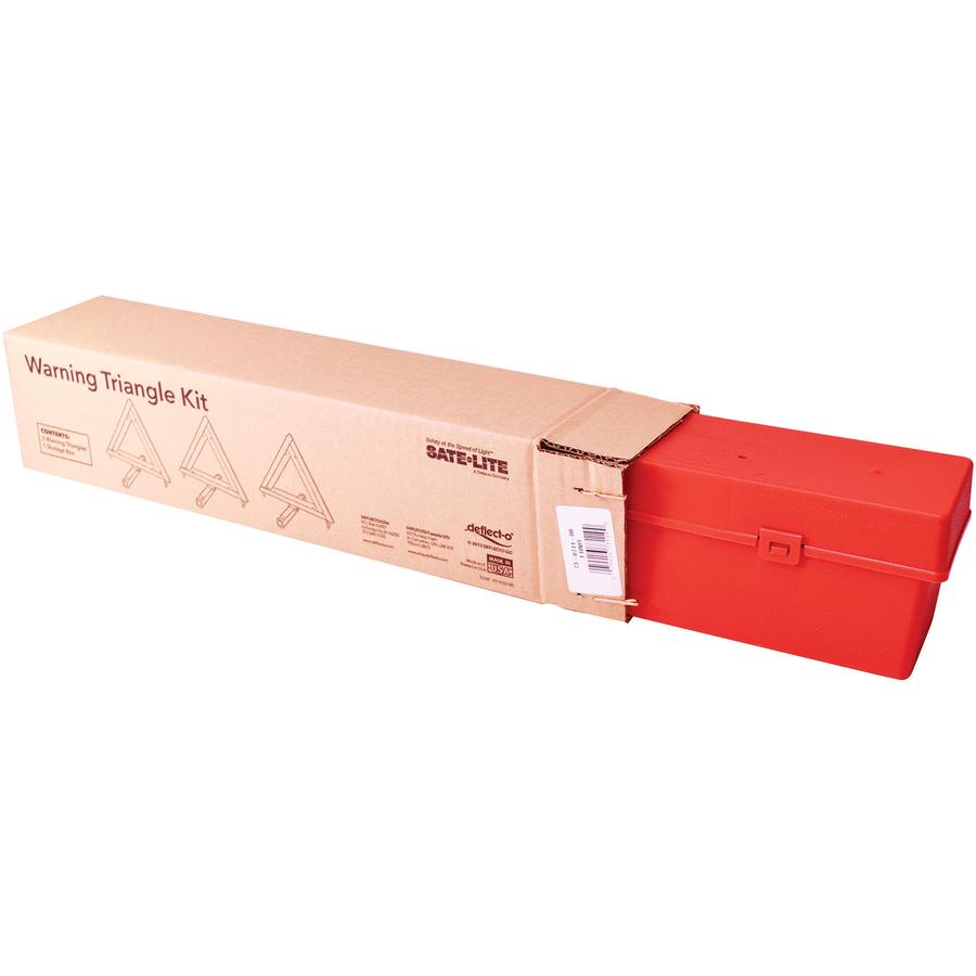 Deflecto Early Warning Triangle Kit - 1 Each - Triangle Shape - Fluorescent, Non-flammable - Orange, Red. Picture 3
