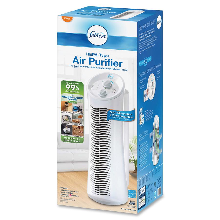 Honeywell Febreze HEPA-Type Air Purifier Tower - HEPA, Activated Carbon - 170 Sq. ft. - White. Picture 2