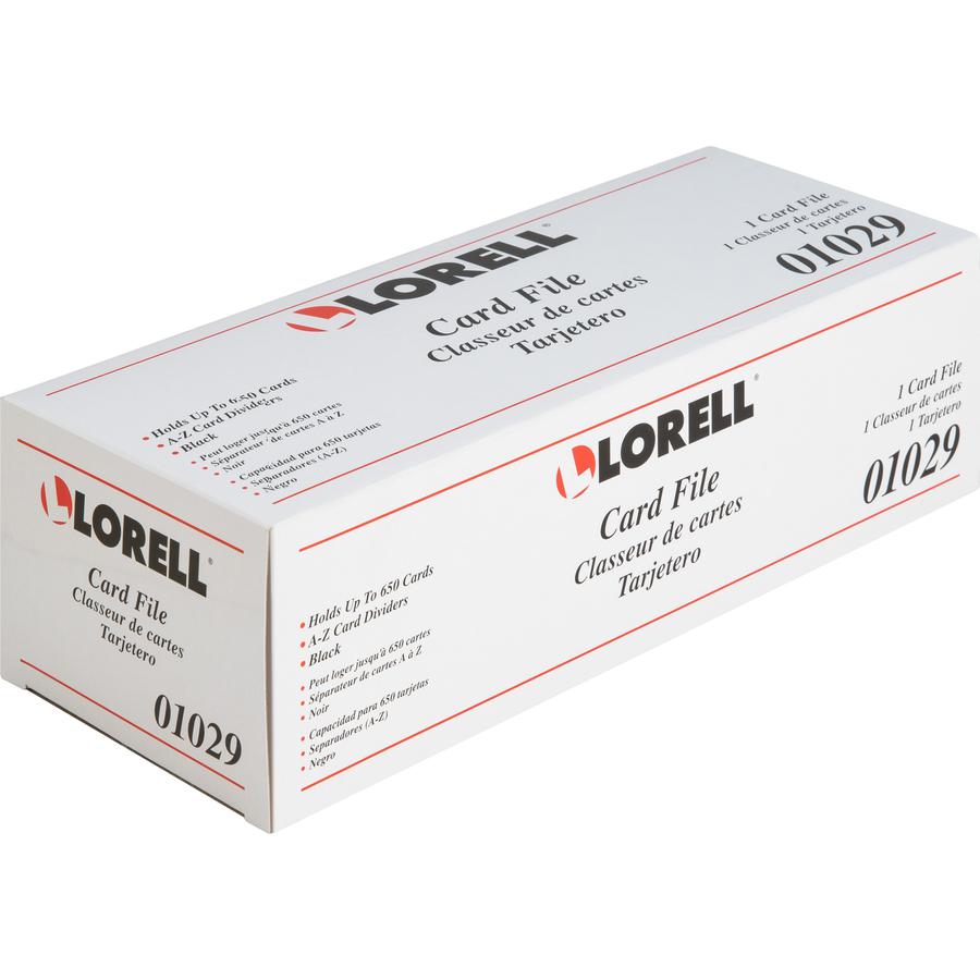 Lorell Desktop Business Card File - 650 Card Capacity - Black, Smoke. Picture 4