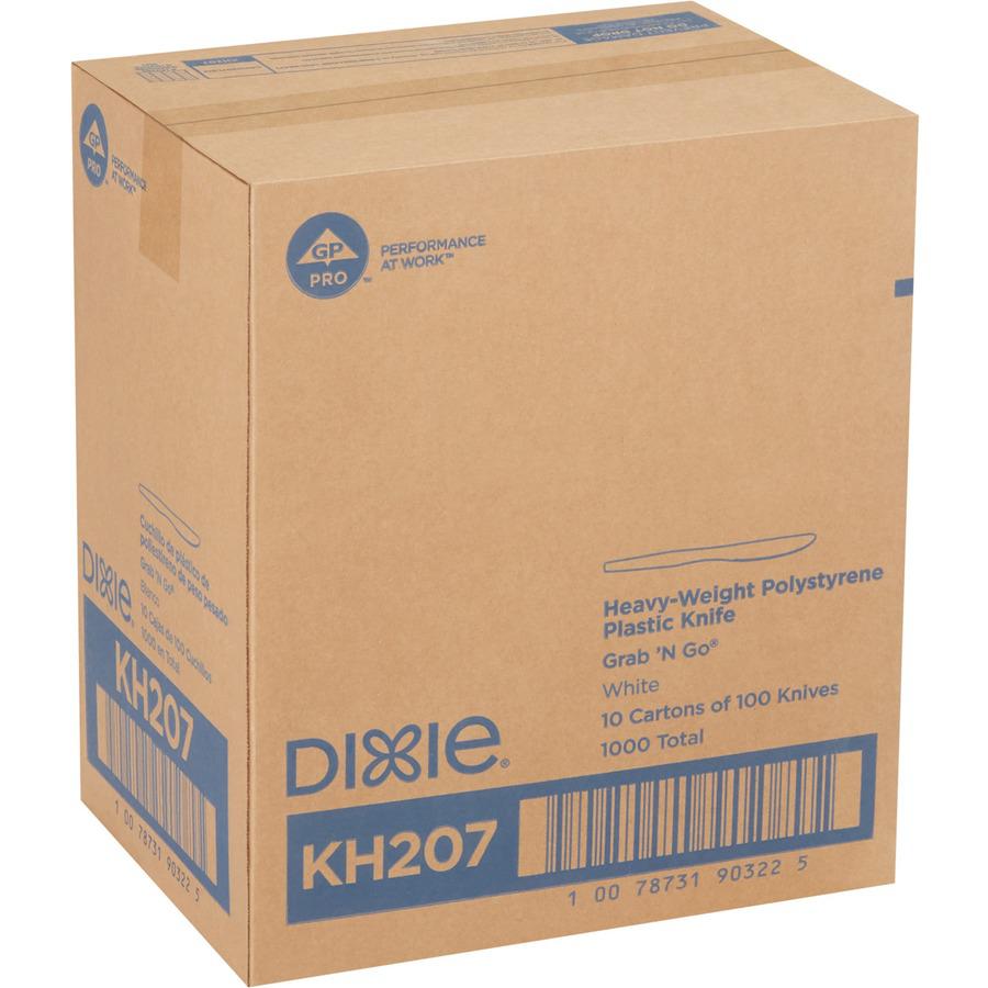 Dixie Heavyweight Disposable Knives Grab-N-Go by GP Pro - 100 / Box - 10/Carton - Knife - 1000 x Knife - White. Picture 8