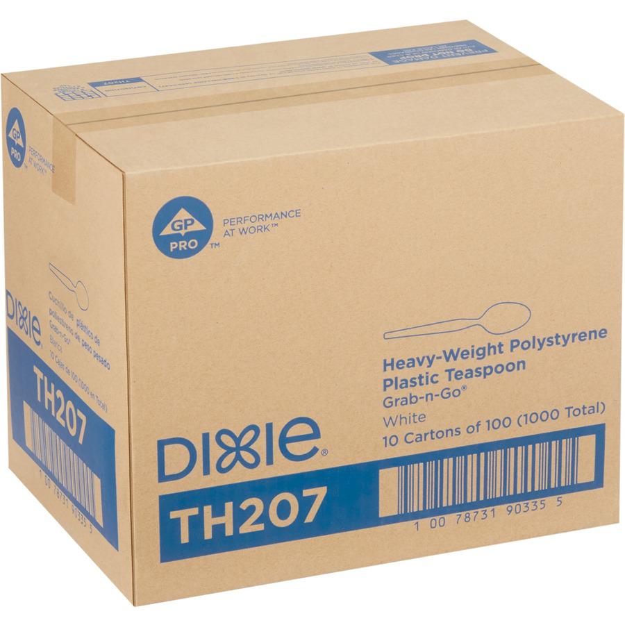 Dixie Heavyweight Disposable Teaspoons Grab-N-Go by GP Pro - 100 / Box - 10/Carton - Teaspoon - 1000 x Teaspoon - White. Picture 6