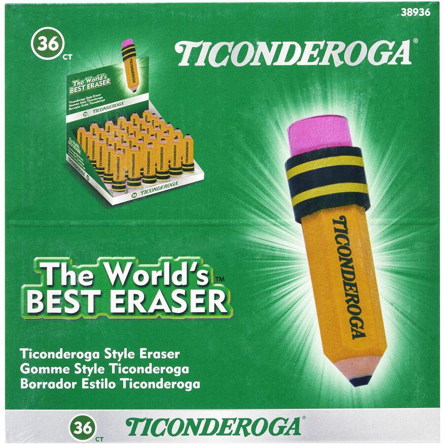 Ticonderoga Pencil-Shaped Erasers - Yellow - Pencil - 36 / Box - Latex-free, Smudge-free, Non-toxic. Picture 8