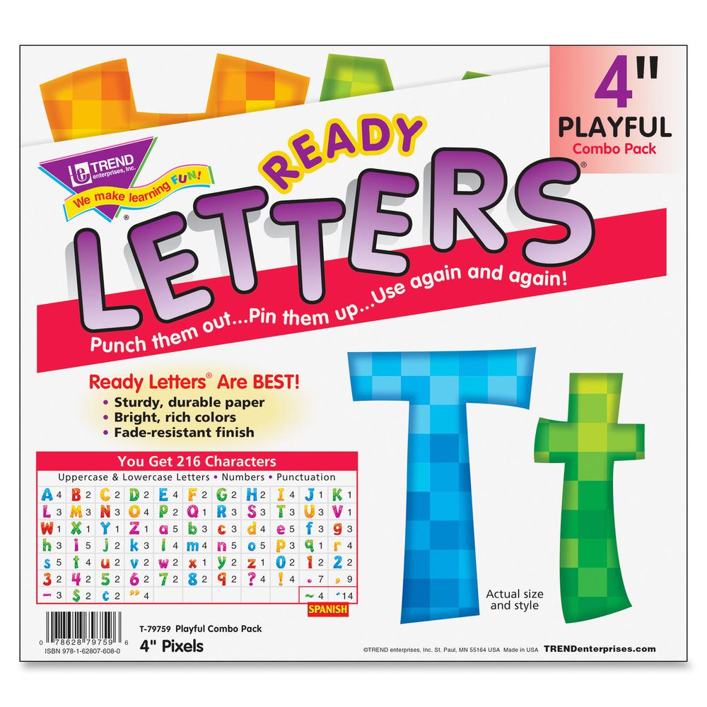 Trend 4" Playful Ready Letters Combo Pack - Learning Theme/Subject - Pixels - Reusable, Easy to Use, Fade Resistant, Durable - 4" Height x 8" Length - Multicolor - 216 / Pack. Picture 5