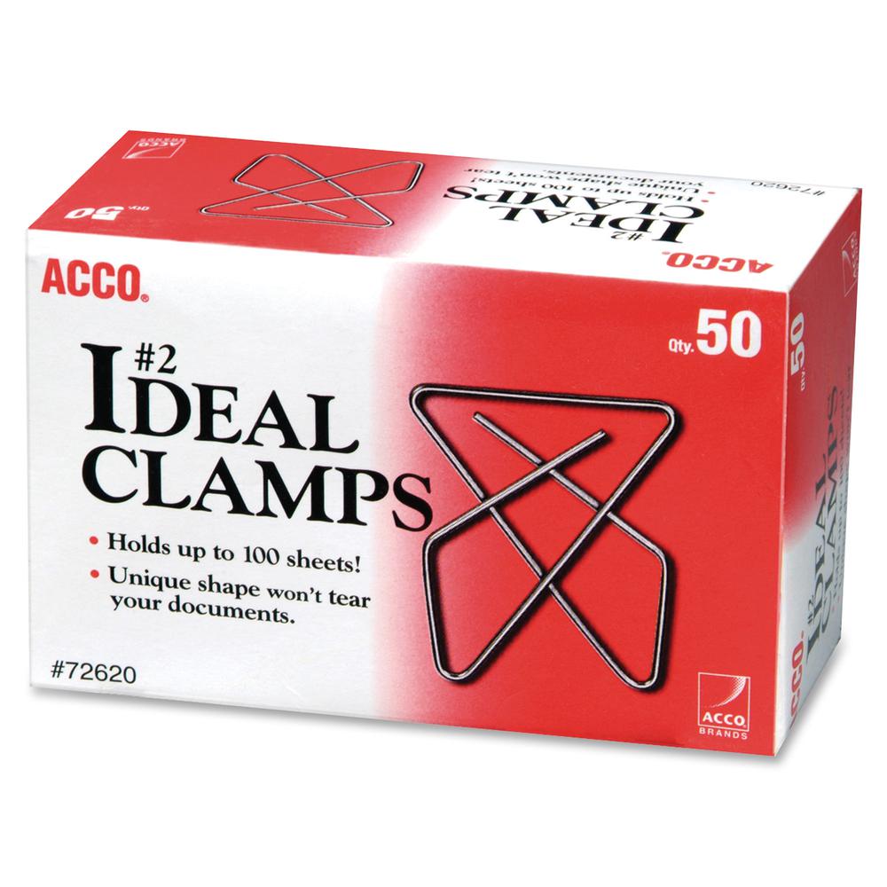 ACCO Ideal Clamps - No. 2 - 100 Sheet Capacity - for Office, Home, School, Document, Paper - Sturdy, Tear Resistant, Bend Resistant, Flex Resistant - 150 / Pack - Silver. Picture 5