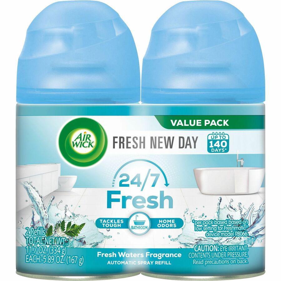 Air Wick Freshmatic Air Freshener Spray Refill - Aerosol - 5.90 oz - Fresh Waters - 60 Day - 3 / Carton - Odor Neutralizer. Picture 2