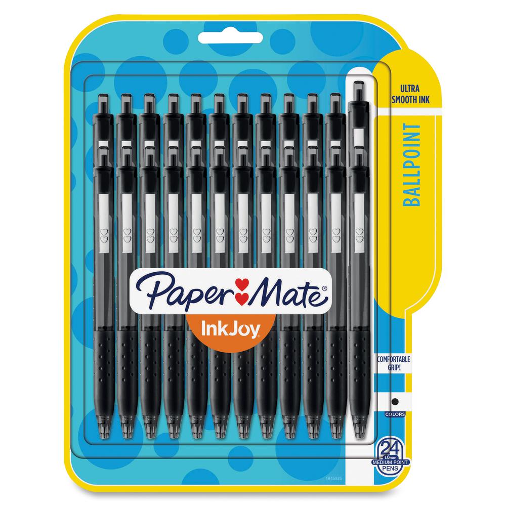 Paper Mate Inkjoy 300 RT Ballpoint Pens - 1 mm Pen Point Size - Retractable - Black - Black Barrel - 24 / Pack. Picture 2