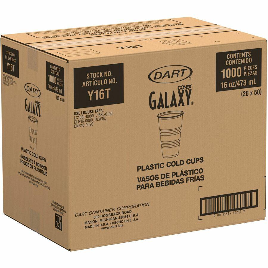 Solo Galaxy 16 oz Plastic Cold Cups - 50.0 / Bag - 20 / Carton - Translucent - Polystyrene - Cold Drink. Picture 5