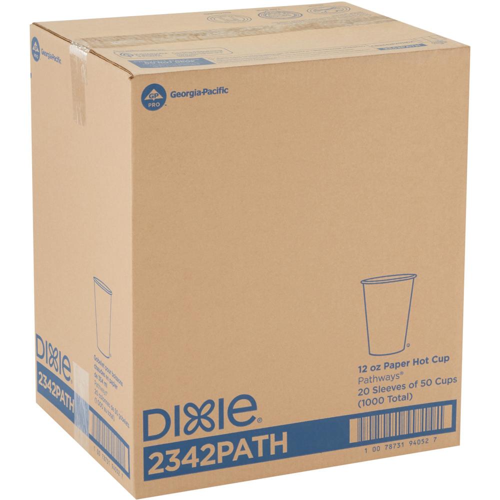 Dixie Pathways 12 oz Paper Hot Cups By GP Pro - 50 / Pack - 20 / Carton - White - Paper - Hot Drink. Picture 5