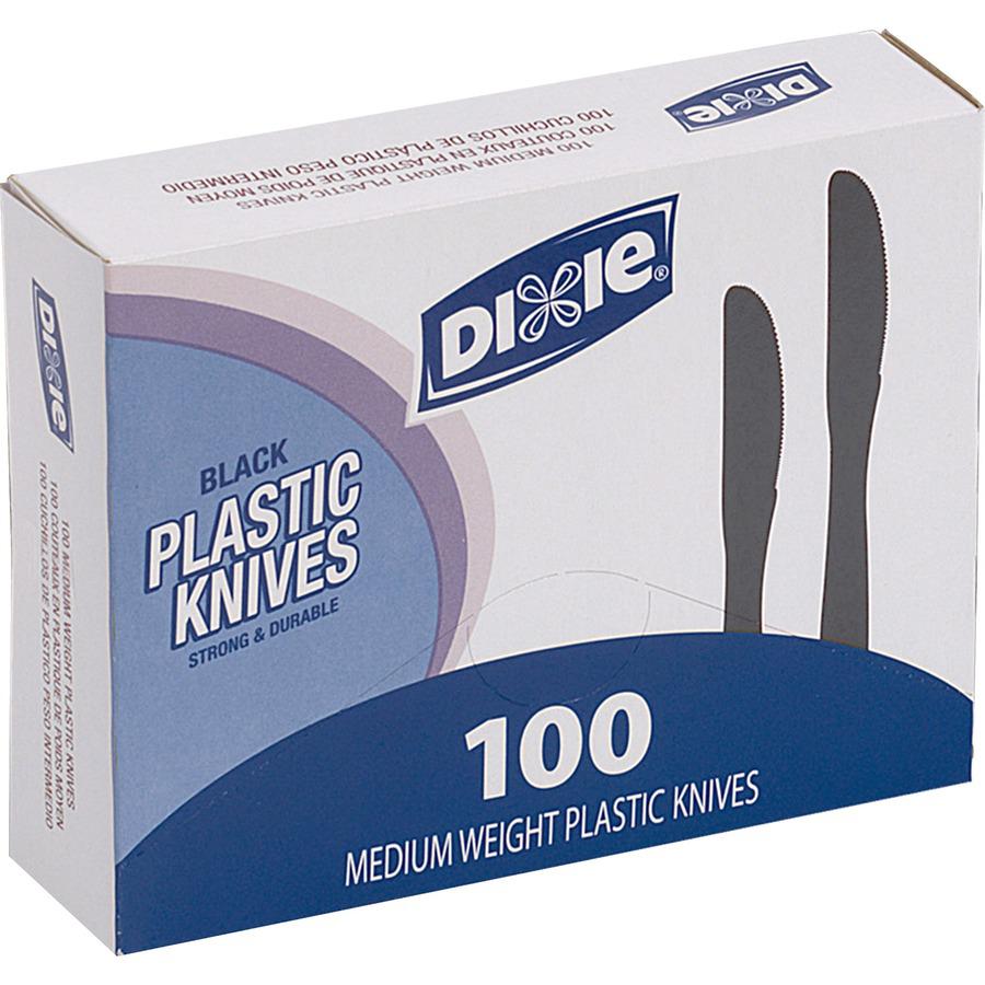 Dixie Medium-weight Disposable Knives Grab-N-Go by GP Pro - 100 / Box - 10/Carton - Knife - 1000 x Knife - Black. Picture 4
