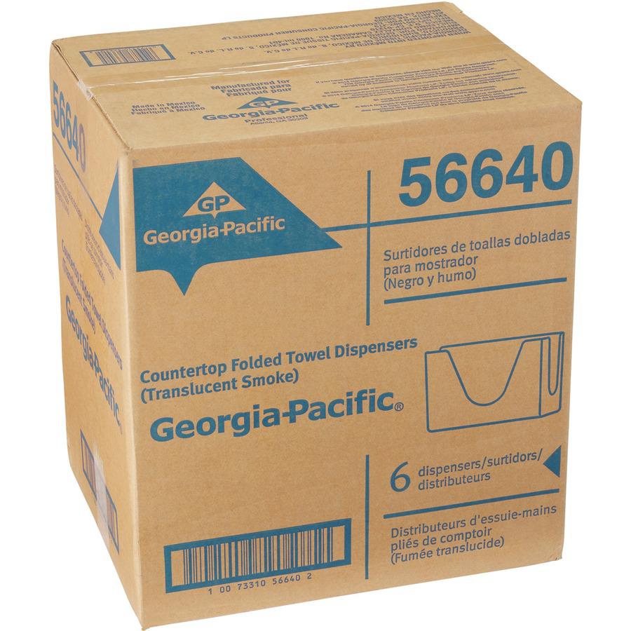 Georgia-Pacific Countertop C-Fold/M-Fold Paper Towel Dispenser - C Fold, Multifold Dispenser - 7" Height x 11" Width x 4.4" Depth - Plastic - Smoke - Durable, Washable - 6 / Carton. Picture 10