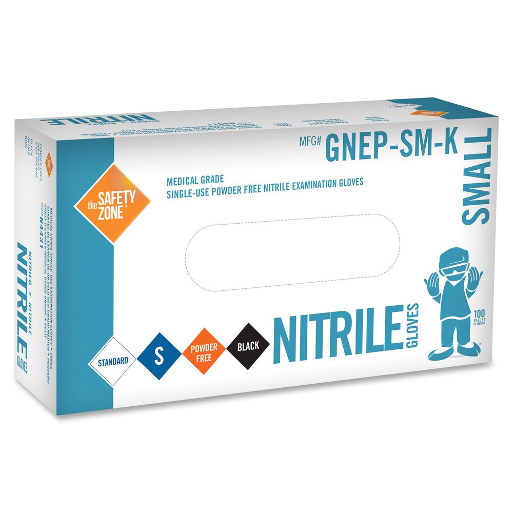 Safety Zone Medical Nitrile Exam Gloves - Small Size - For Right/Left Hand - Black - Comfortable, Allergen-free, Silicone-free, Latex-free, Textured, Chemical Resistant - For Cleaning, Dishwashing, Me. Picture 2