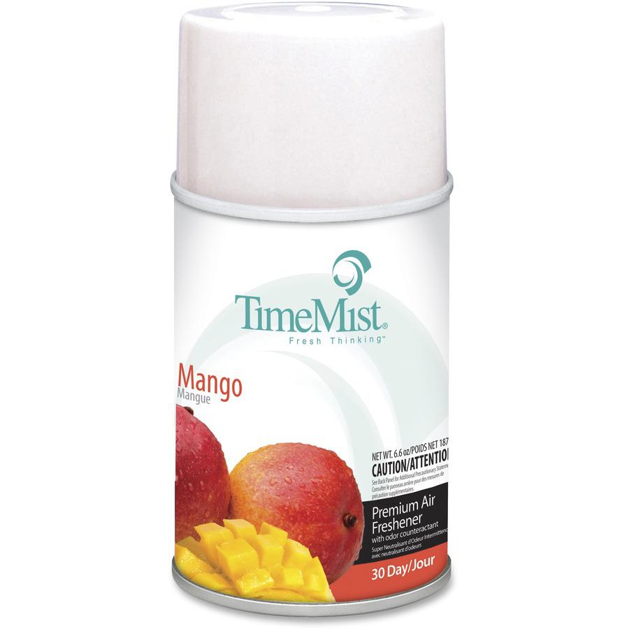 TimeMist Metered 30-Day Mango Scent Refill - Spray - 6000 ft³ - 6.6 fl oz (0.2 quart) - Mango - 30 Day - 12 / Carton - Long Lasting, Odor Neutralizer. Picture 2