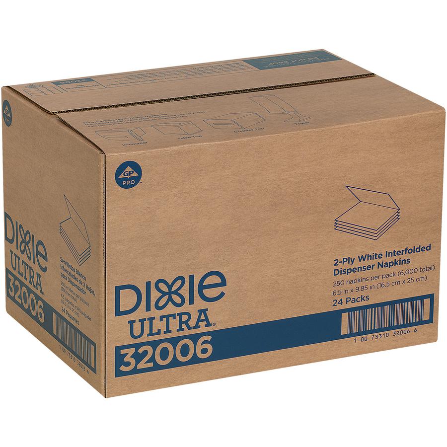 Dixie Ultra&reg; Interfold Napkin Dispenser Refill - 2 Ply - Interfolded - White - Soft, Absorbent, Chlorine-free - 250 Per Bundle - 24 / Carton. Picture 4