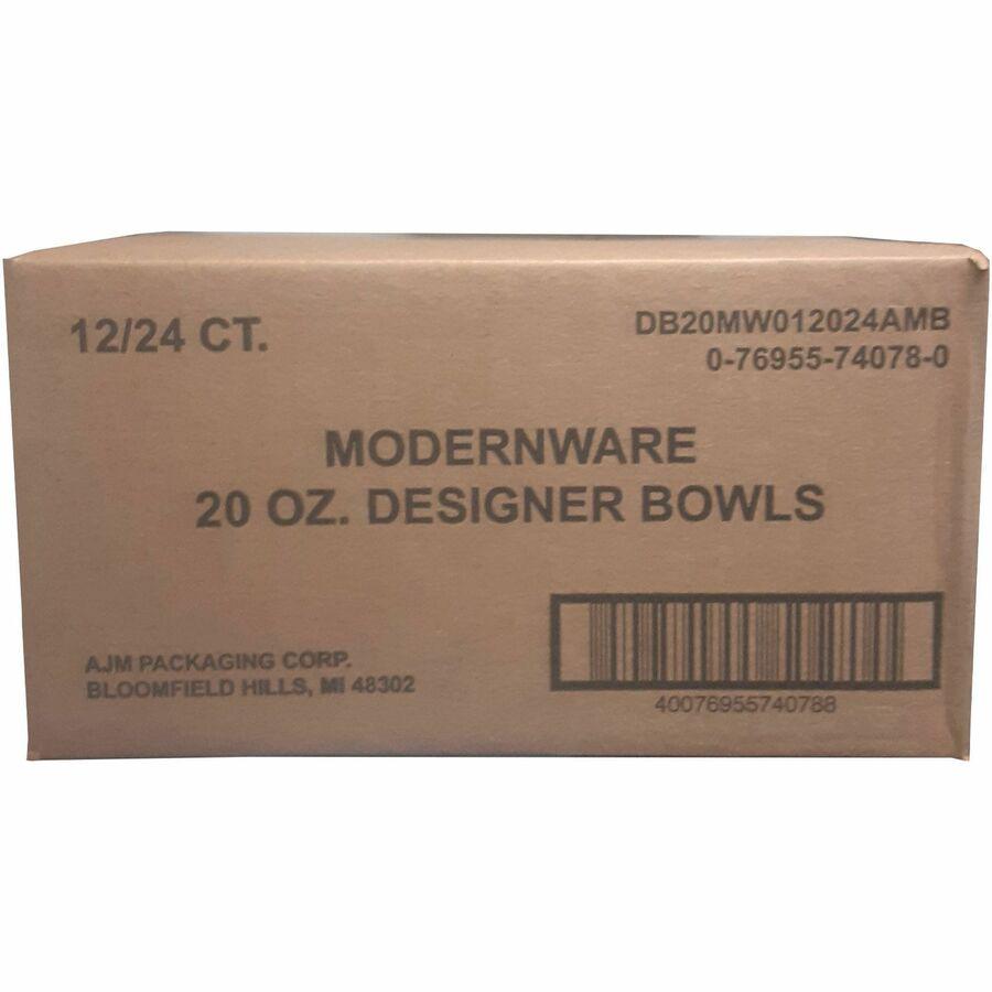 ModernWare Designer 20 oz Paper Bowls - 24 / Pack - Disposable - 7.8" Diameter - White - Paper Body - 12 / Carton. Picture 7