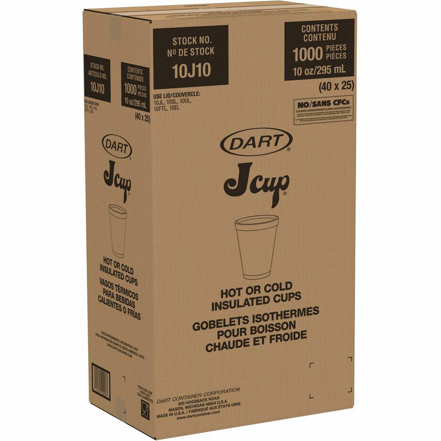 Dart 10 oz Insulated Foam Cups - 25 / Bag - 40 / Carton - White - Foam - Beverage. Picture 5