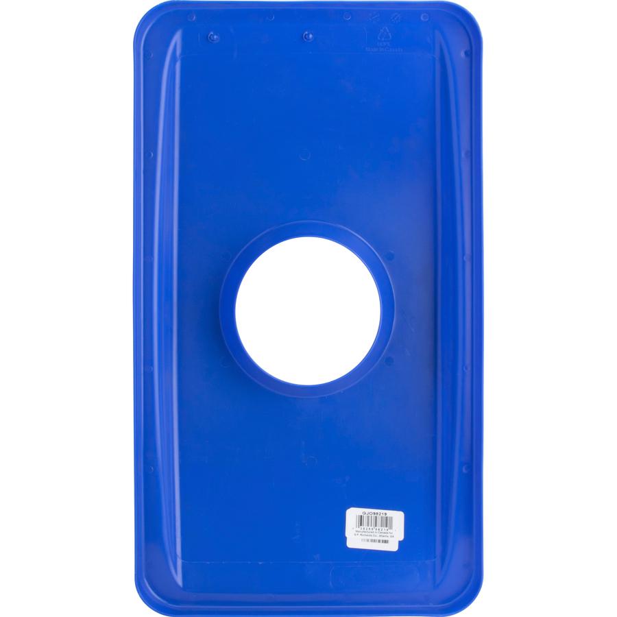 Genuine Joe 23-Gallon Recycling Bin Cutout Lid - Round - 1 Each - Blue. Picture 11