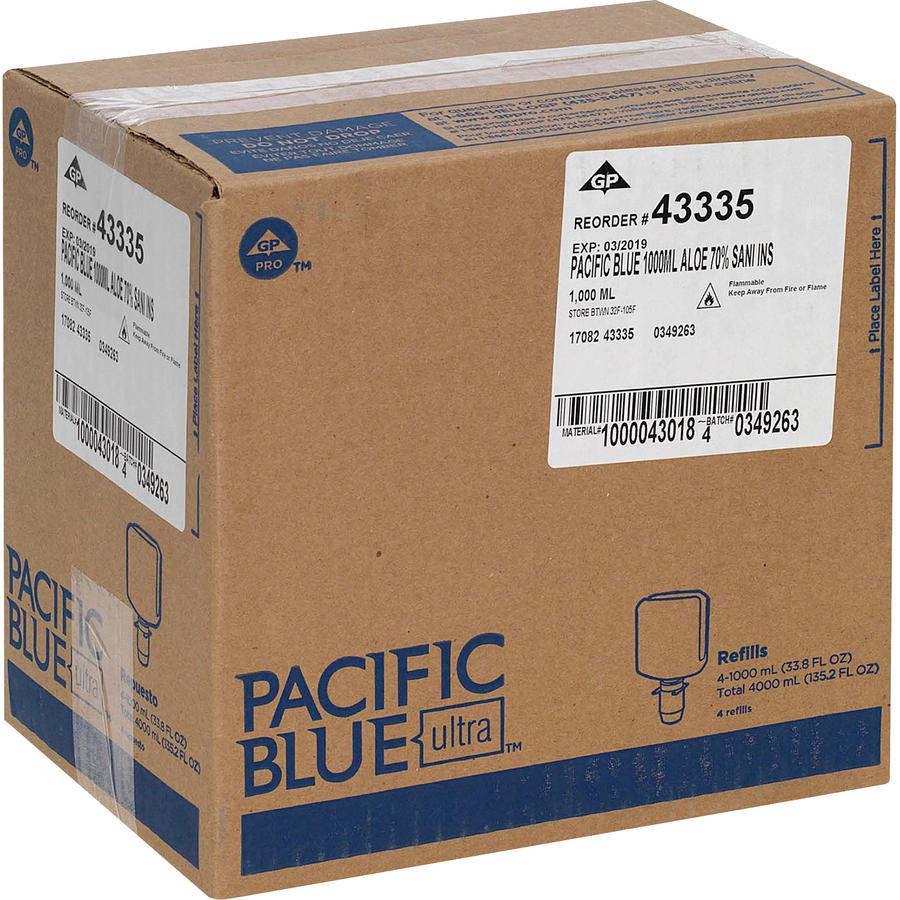 Pacific Blue Ultra Hand Sanitizer Foam Refill - 33.8 fl oz (1000 mL) - Squeeze Bottle Dispenser - Kill Germs - Hand, Skin - Moisturizing - Clear - Dye-free, Fragrance-free, Food-safe - 4 / Carton. Picture 2