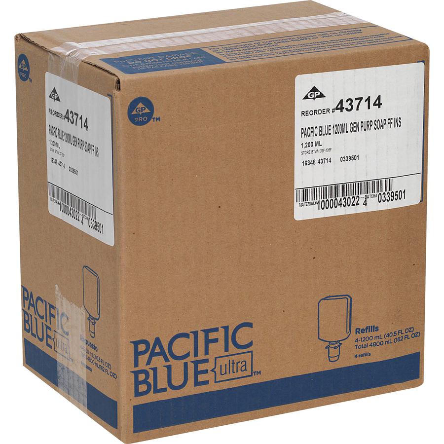 Pacific Blue Ultra Gentle Foam Soap Manual Dispenser Refills - 40.6 fl oz (1200 mL) - Squeeze Bottle Dispenser - Dirt Remover, Bacteria Remover - Skin - Clear - Dye-free, Rich Lather, Bio-based, VOC-f. Picture 2