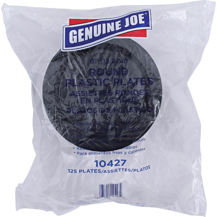Genuine Joe Round Plastic Black Plates - Black - Plastic Body - 500 / Bundle. Picture 7