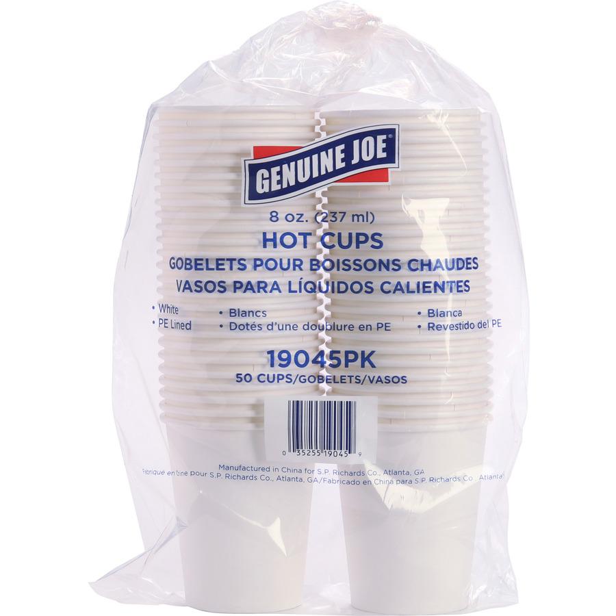 Genuine Joe 8 oz Disposable Hot Cups - 50.0 / Pack - 5 / Bundle - White - Polyurethane - Hot Drink, Hot Drink, Beverage. Picture 5