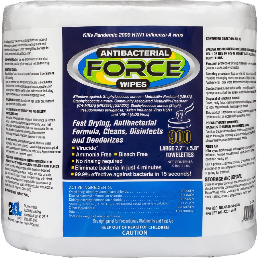 2XL Antibacterial Force Wipes Bucket Refill - 900 / Bag - 4 / Carton - Non-irritating, Soft, Hygienic, Durable, Absorbent, Anti-bacterial, Disposable, Disinfectant, Non-irritating, Absorbent, Refillab. Picture 2