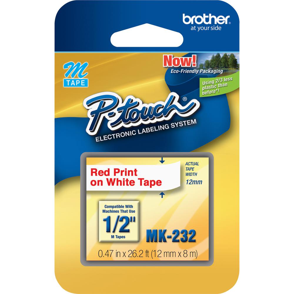 Brother P-touch Nonlaminated M Series Tape Cartridge - 1/2" Width x 26 1/5 ft Length - Rectangle - Direct Thermal - White - 3 / Bundle - Self-adhesive, Non-laminated. Picture 3