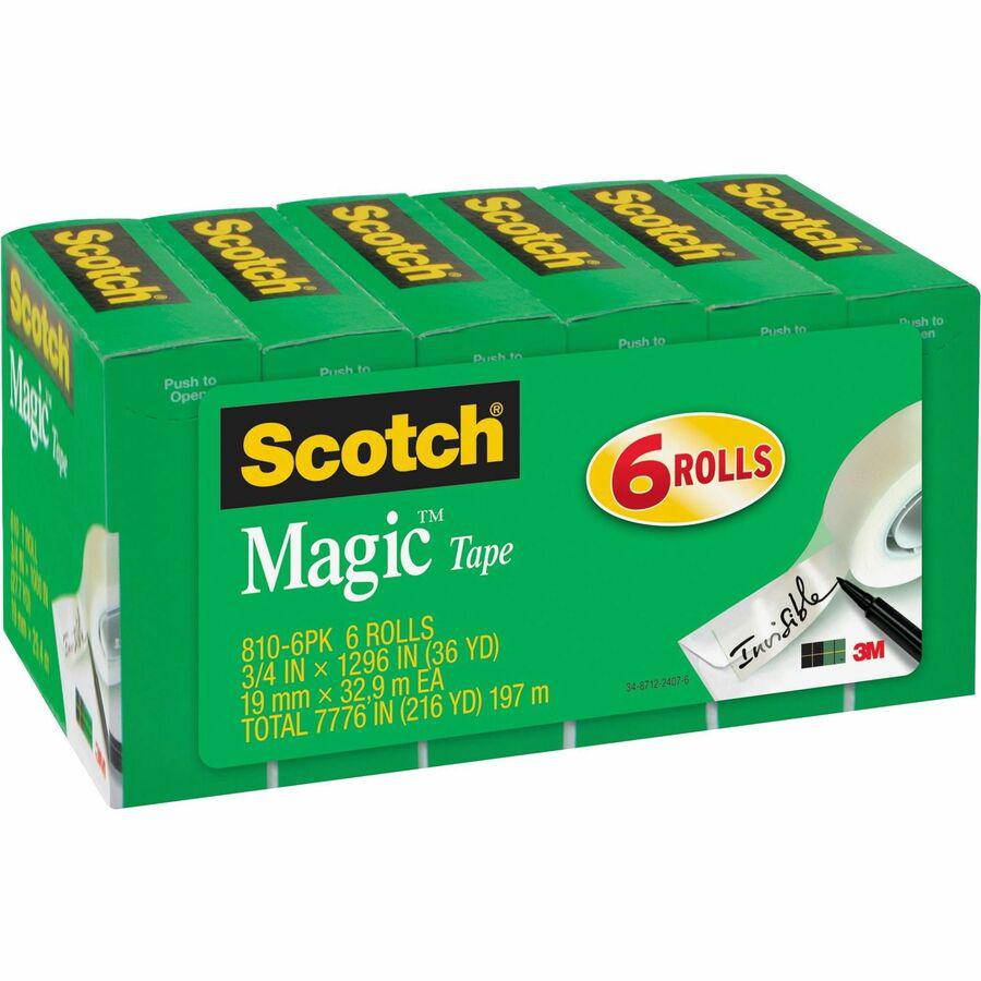 Scotch 3/4"W Magic Tape - 36 yd Length x 0.75" Width - 1" Core - Split Resistant, Tear Resistant - For Mending, Splicing - 12 / Bundle - Matte - Clear. Picture 6