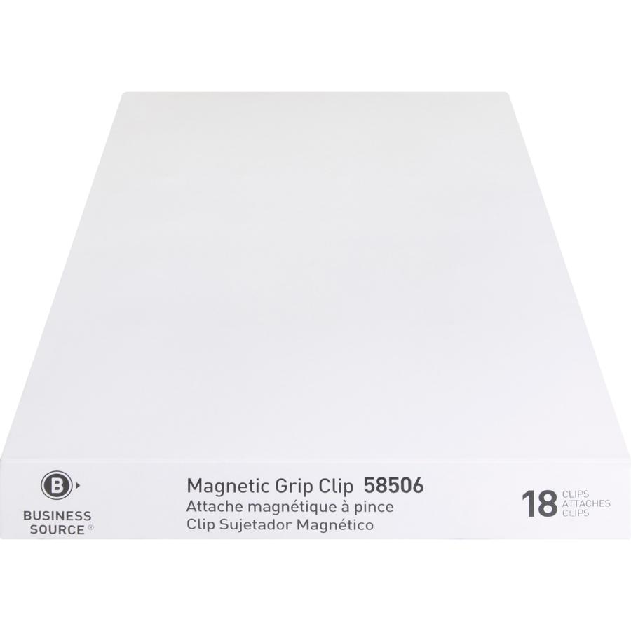 Business Source Magnetic Grip Clips Pack - No. 1 - 1.3" Width - for Paper - Magnetic, Heavy Duty - 18 / Box - Silver. Picture 3