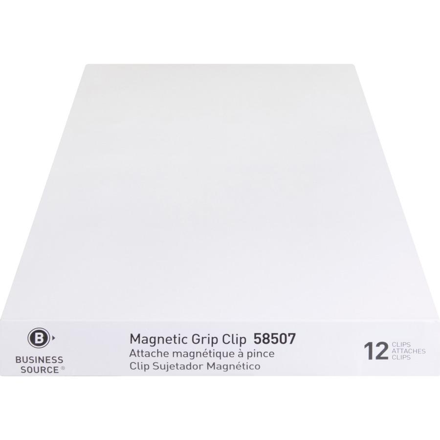 Business Source Magnetic Grip Clips Pack - No. 2 - 2.3" Width - for Paper - Magnetic, Heavy Duty - 72 / Bundle - Silver. Picture 2