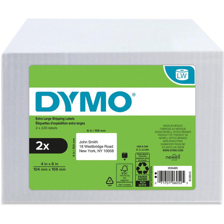 Dymo LabelWriter 4XL Label Printer Label Roll - 4" Width x 6" Length - Rectangle - Direct Thermal - White - Plastic - 220 / Pack - Water Resistant. Picture 2